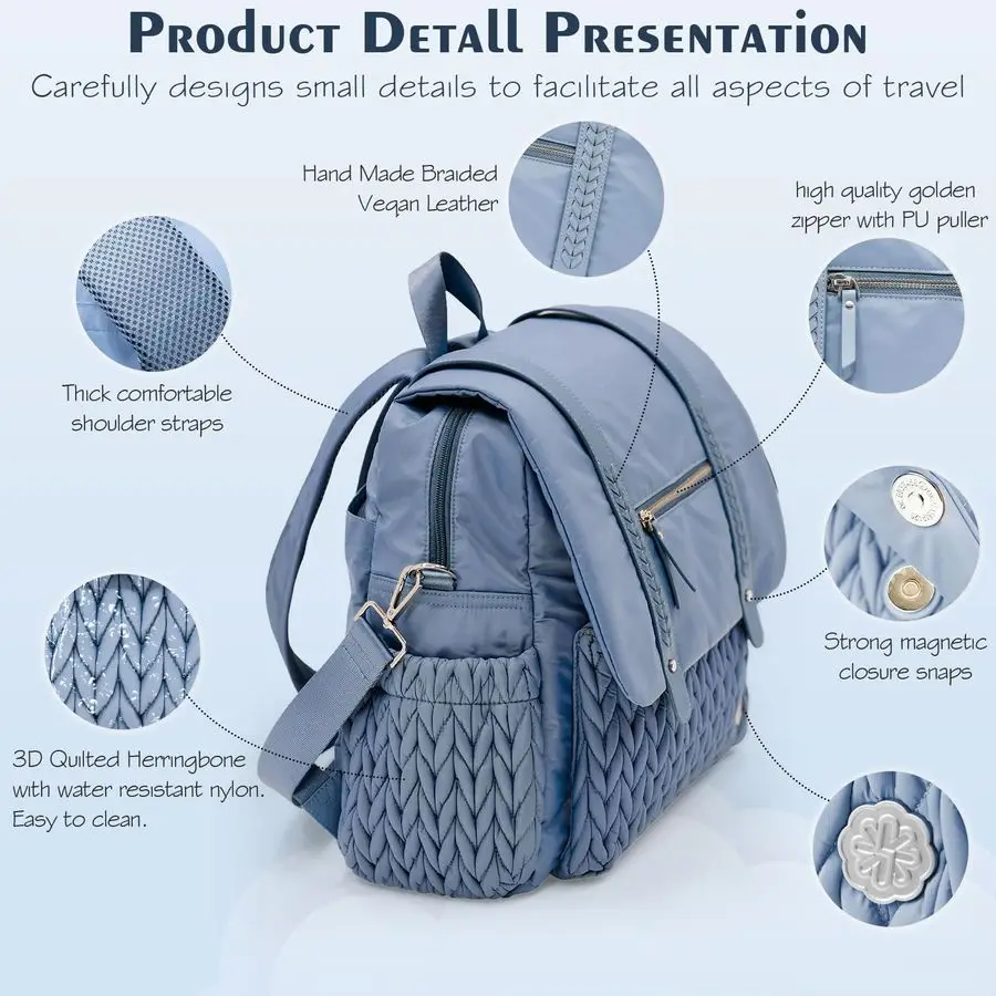 Bag BackPack Large Capacity Travel Mommy Bag Waterproof and Stylish with Changing Pad Baby Bag for Women and Girls