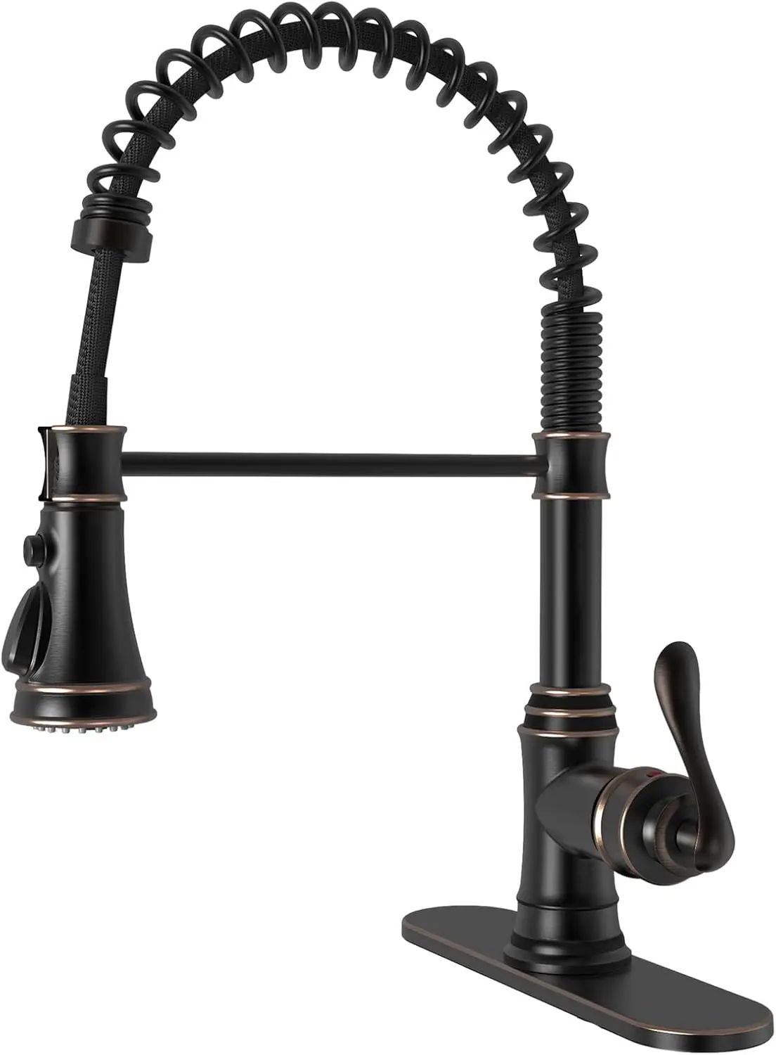 

Solid Brass Kitchen Faucet, Oil Rubbed Bronze, Pull Down Sprayer, 1 or 3 Hole, High Arc, 3 Mode Spray for Farmhouse RV Bar