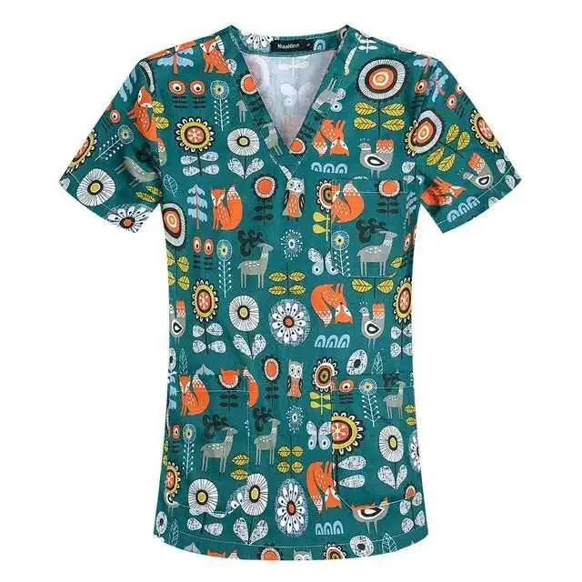 

Animal Printing Surgery Clothes Cotton Clothing Medical Scrubs Dental Nursing Uniform Surgical Shirts For Women And Men
