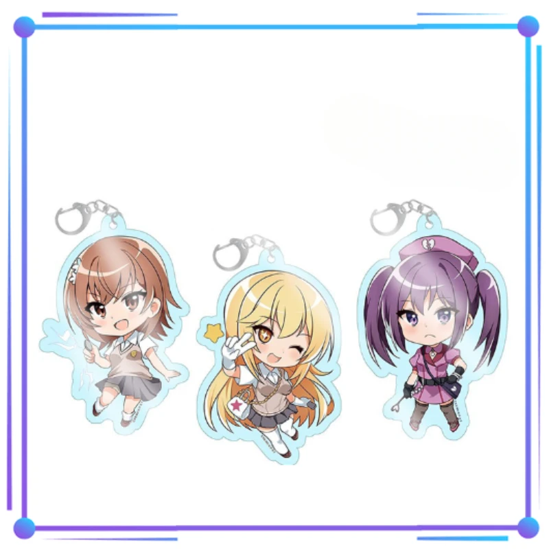 Game Kanzaki kaori Mikoto Misaka Shirai Kuroko Keychain Doll Anime Acrylic Keyring Pendant for Gift