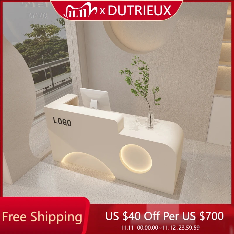 

Reception White Reception Desks Light Luxury Modern Counter Display Reception Desks Commericial Elegant Bureau Office Furniture