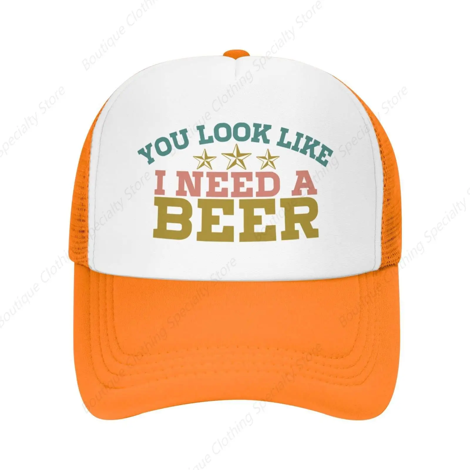 You Look Like I Need A Beer Unisex Adult Trucker Cap Hat dla mężczyzn Kobiety Letnie oddychające czapki plażowe Pasują do mężczyzn Regulowany kapelusz