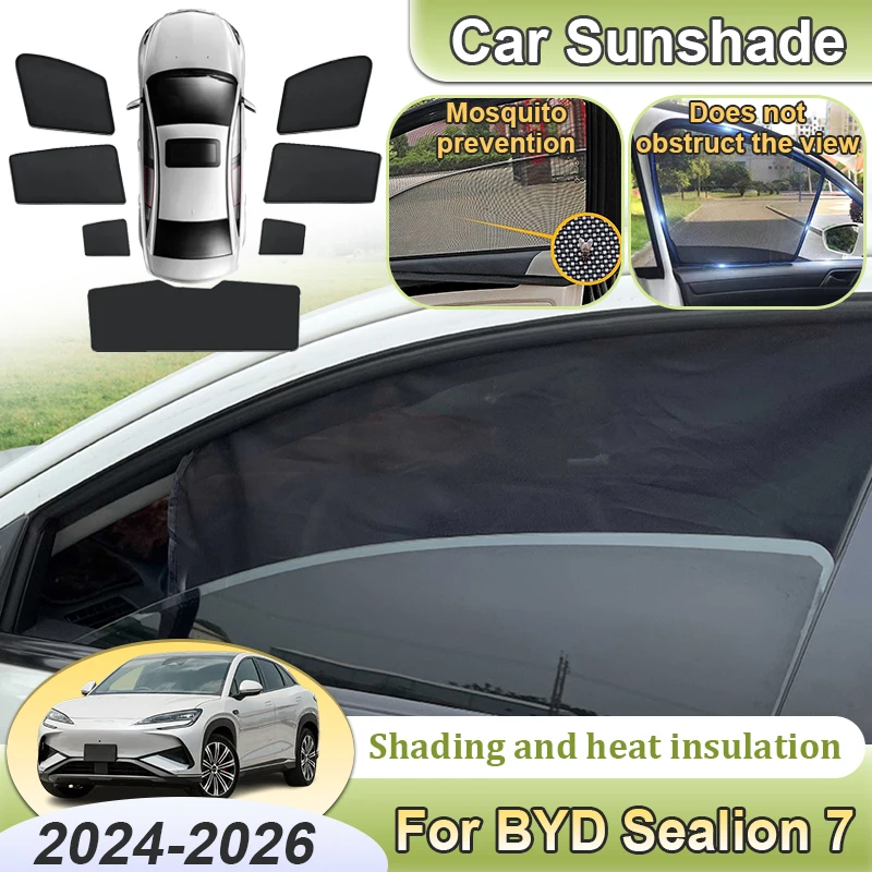 

Для BYD Sealion 7: Аксессуары 2025, 2024, 2026 – Магнитная сетчатая солнцезащитная шторка для лобового стекла автомобиля, защита от пыли