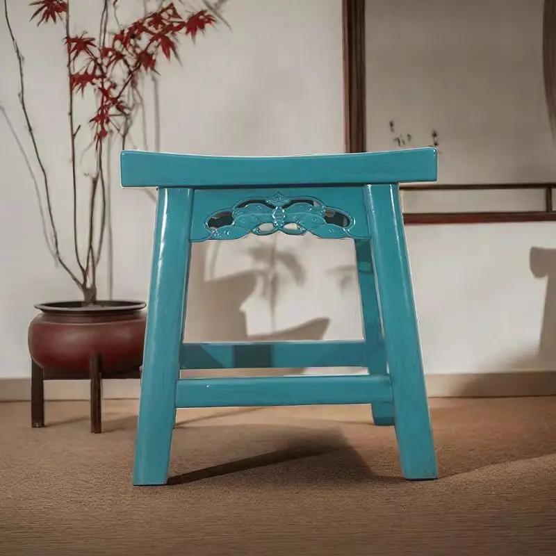 New Chinese-style solid wood painted low square  wooden household furniture student stool shoe changing stool