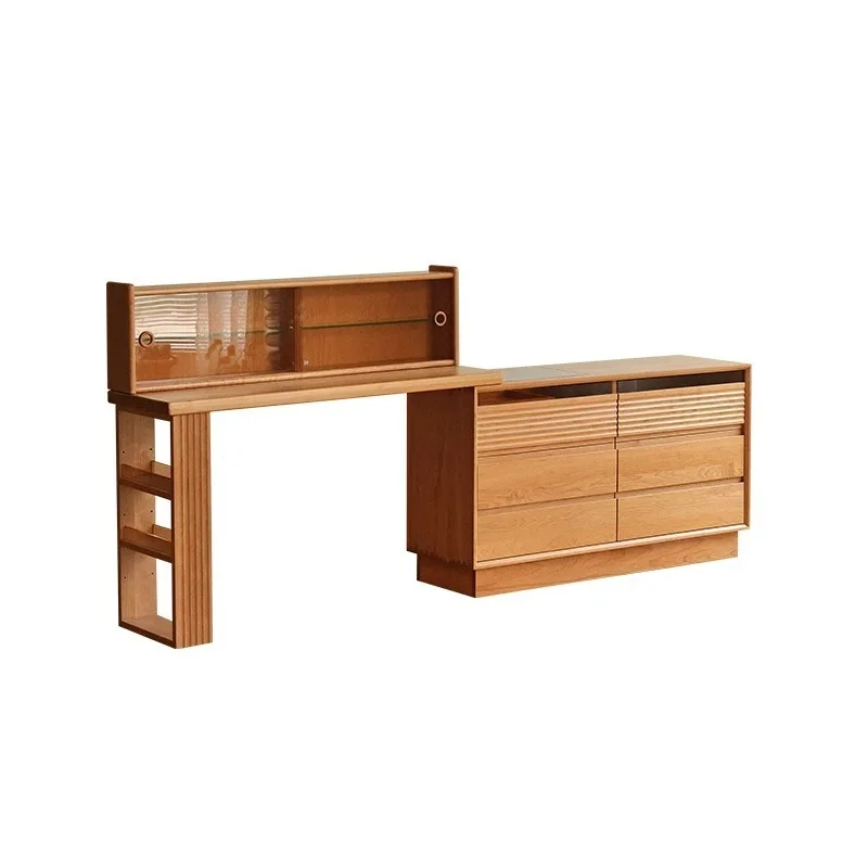 

Nordic solid wood makeup table, chest, integrated dresser, retractable cherry wood corner desk, bedside cabinet, storage cabinet