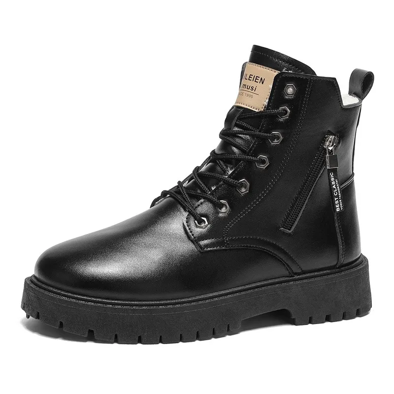 

Fashion Thick Warm Cotton Lined Snow Boots Winter Men Classic Retro Big Head Leather Boots No-Slip Outdoor Men Casual Work Shoes