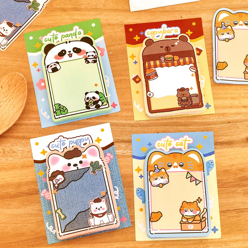 30Sheets Cute Square Animal Sticky Notes Simple Alien Scrapbooking Sticker Supplies Post Office Stationery Memo Pads