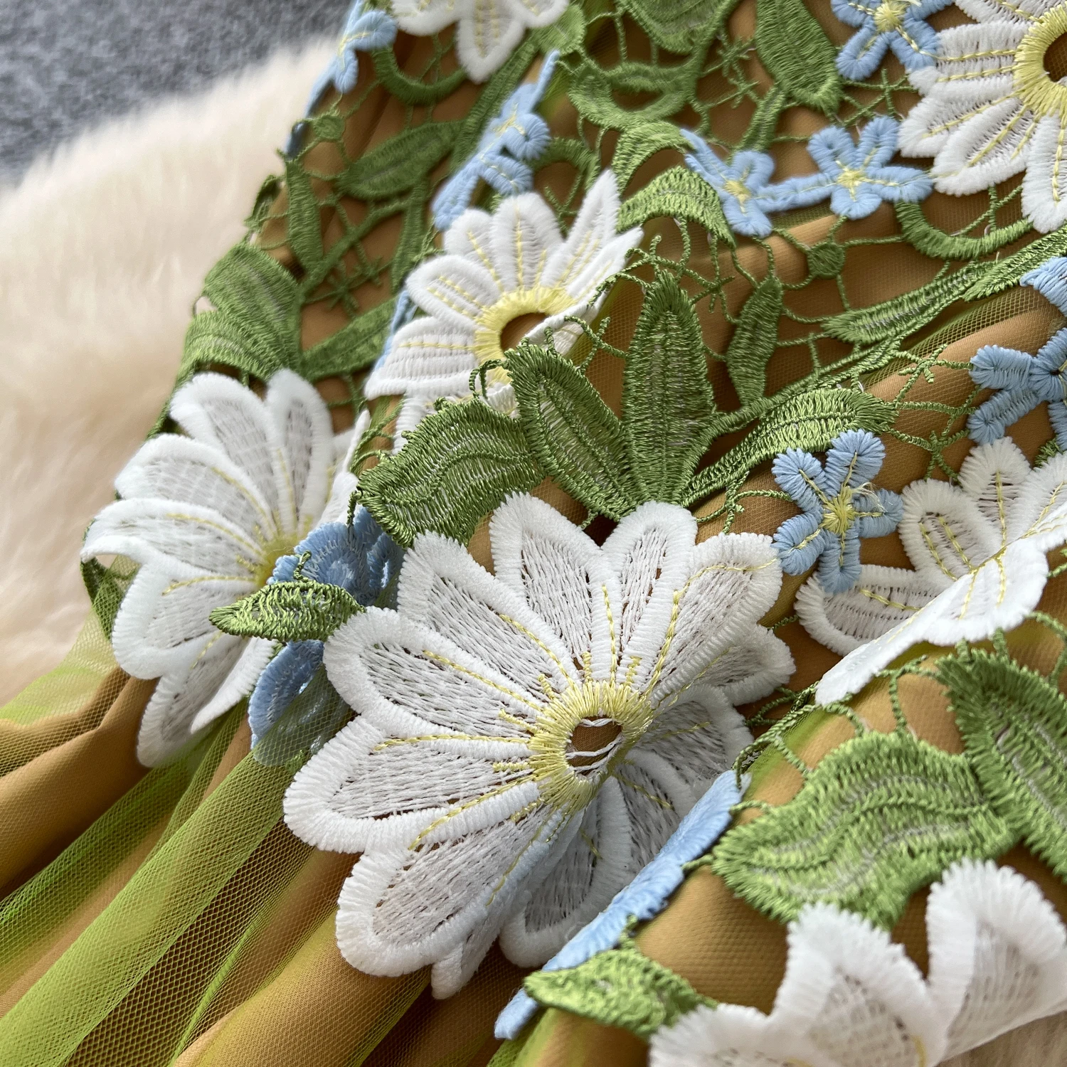 Chic vintage Sexy sleeveless lace mesh off shoulder Elegant Fairy korean fashion Boho Sundress women clothing