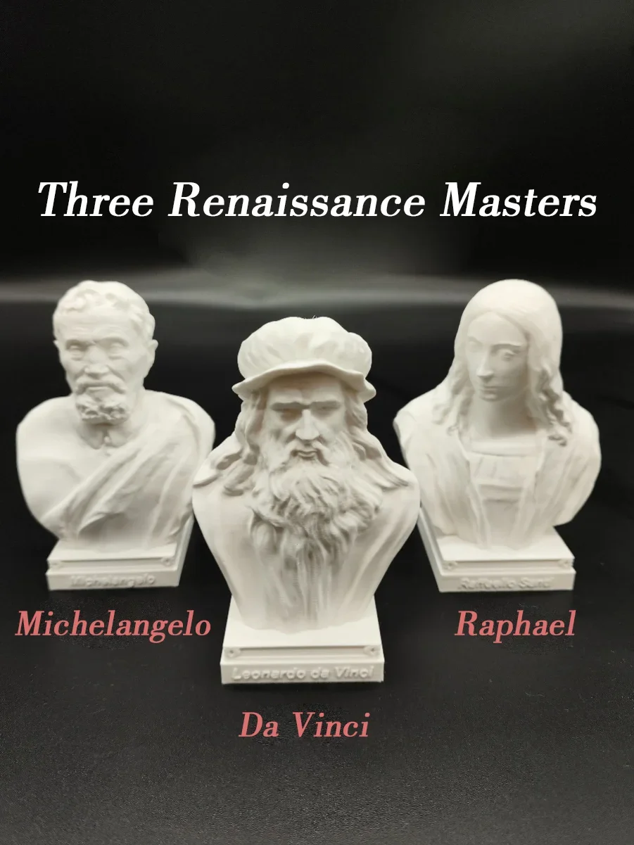 Leonardo Da Vinci, Michelangelo, Raffaello, Masters of the Renaissance, Bust Sculpture Model Imitation Plaster, Plastic Model