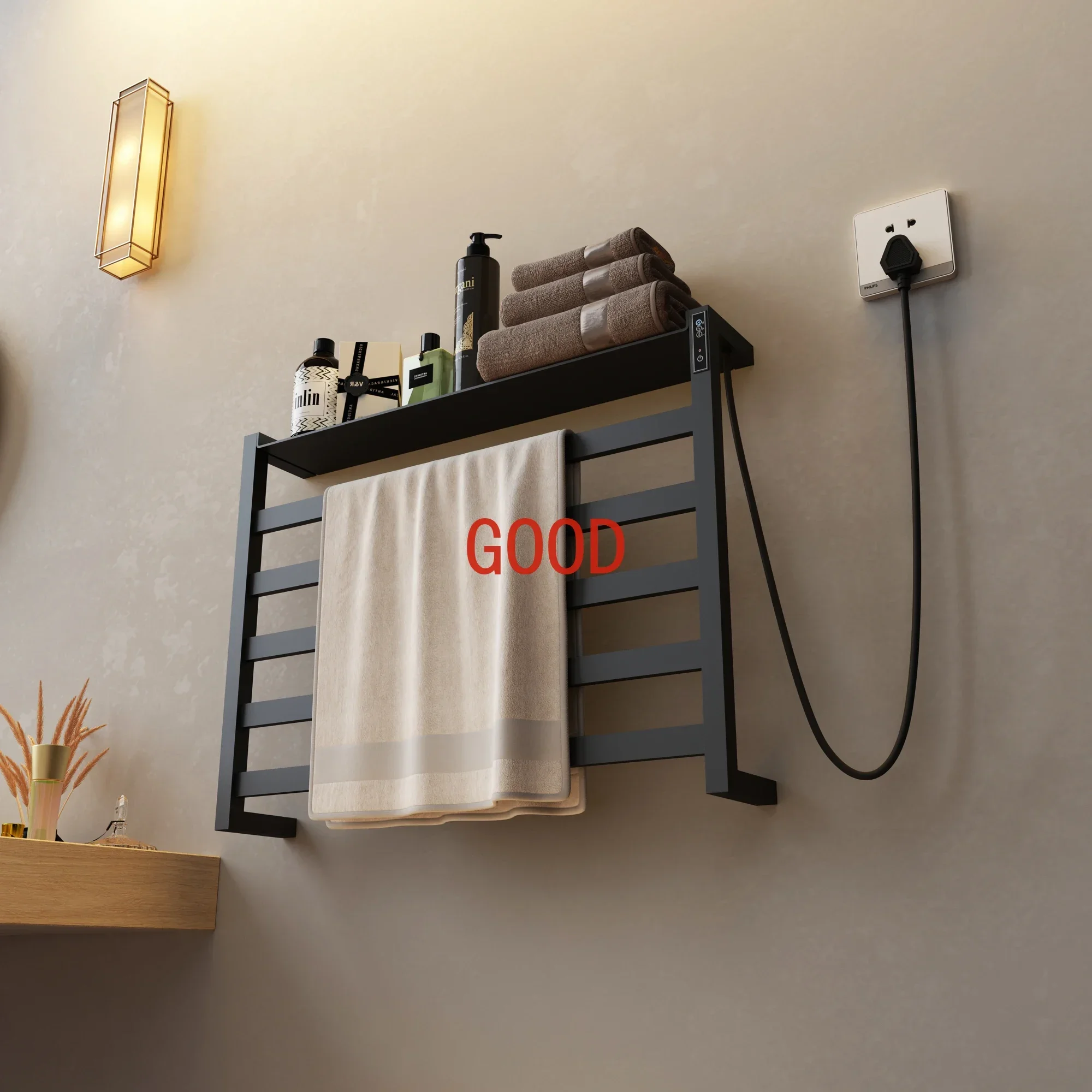 Bathroom fittings Electric heated towel rack, No Drilling.Stainless steel Sterilizing  Smart towel dryer,towel warmer.