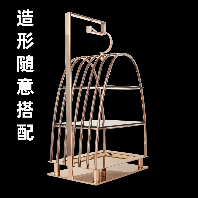 Stainless Steel Square Birdcage Dim Sum Rack Dessert   Sushi  Hotel Buffet Display  Coffee Break Conference