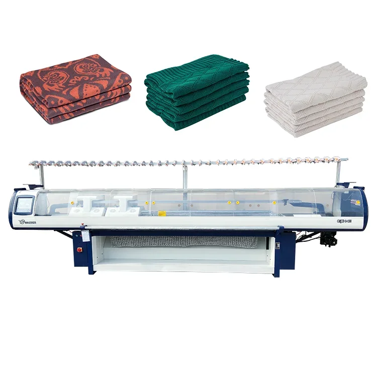 Produced and Manufactured By Chinese Origin Factories 110 Inch 2+2 System Computerized Flat Blanket Knitting Machine