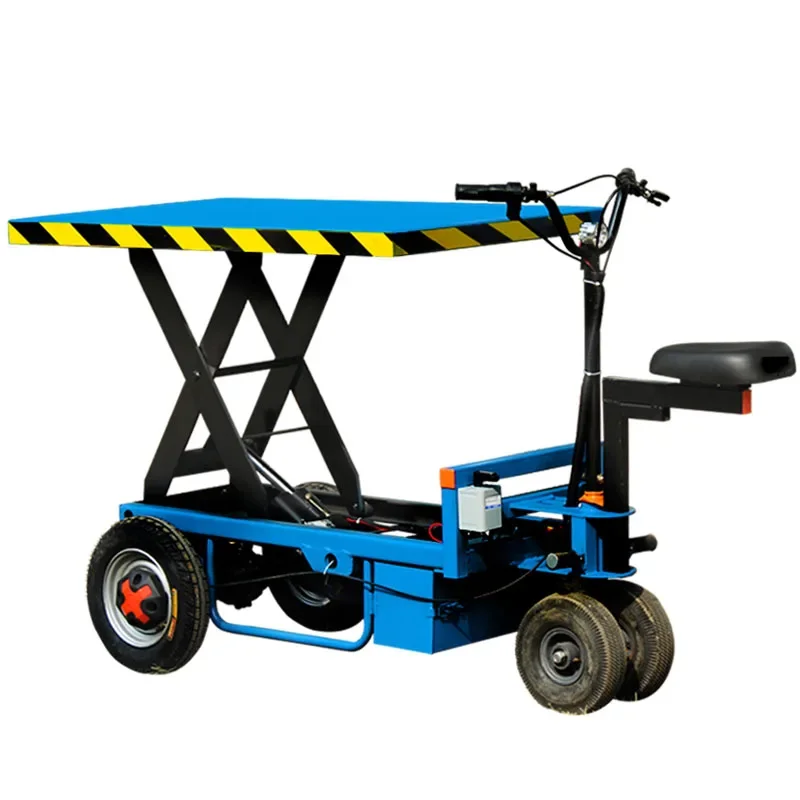 Electric Flatbed Hydraulic Lift Platform Lift Greenhouse Market Truck Pull Goods Farm Trolley