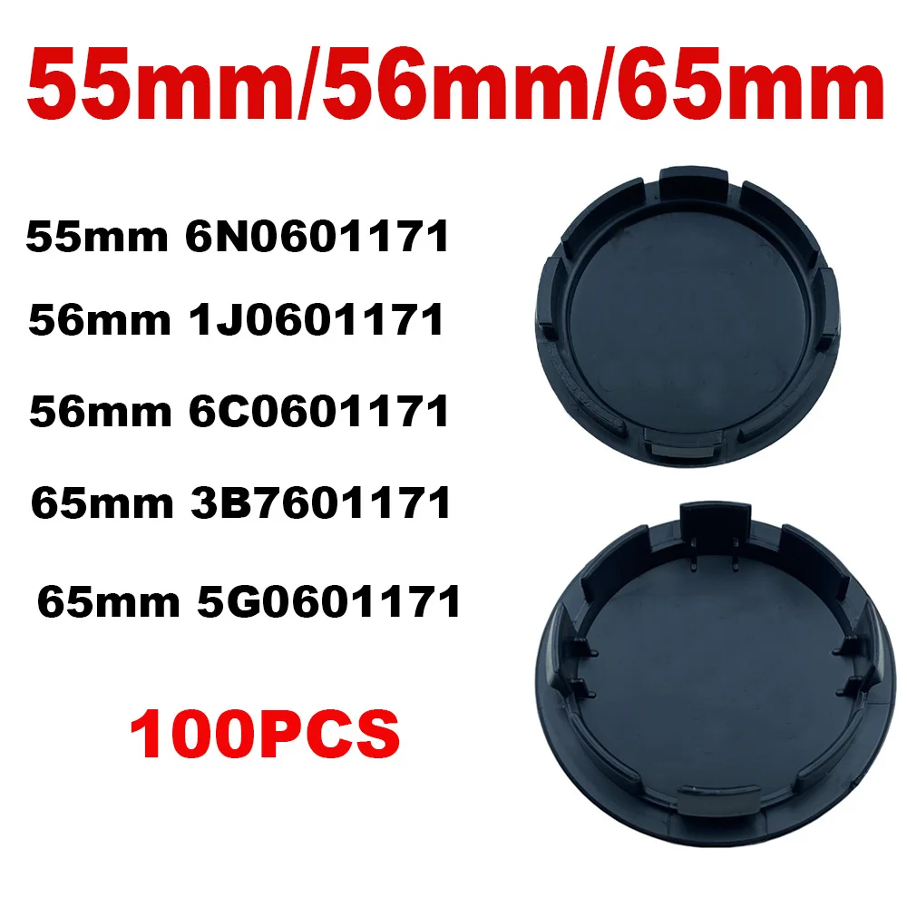 

100 шт., 55 мм, 56 мм, 65 мм, центральные колпаки для колес автомобиля, крышка ступицы для Jetta MK5, Golf Passat, Стайлинг 3B7601171 1J0601171
