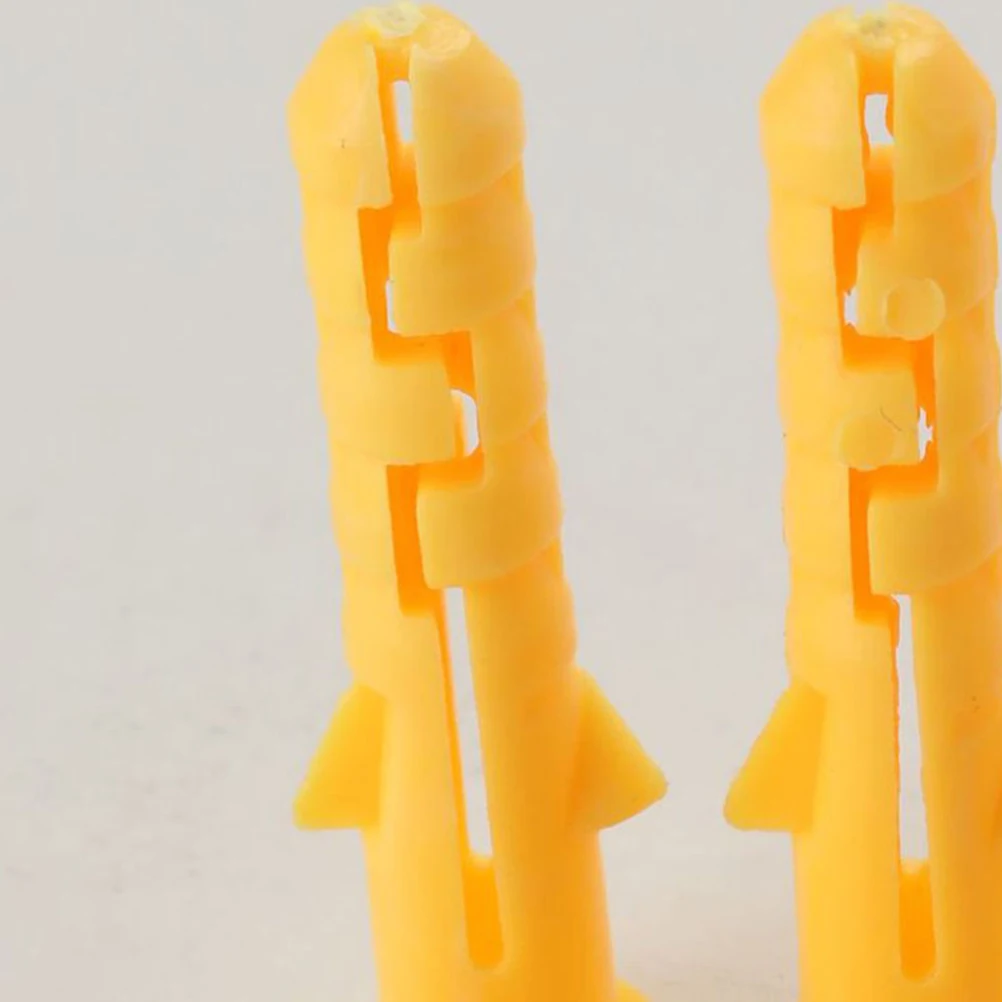 

200 Pcs Plastic Expansion Tube Kit M6x40 Yellow Wall Anchors Self Drilling Ribbed Concrete Plugs Drywall Screws