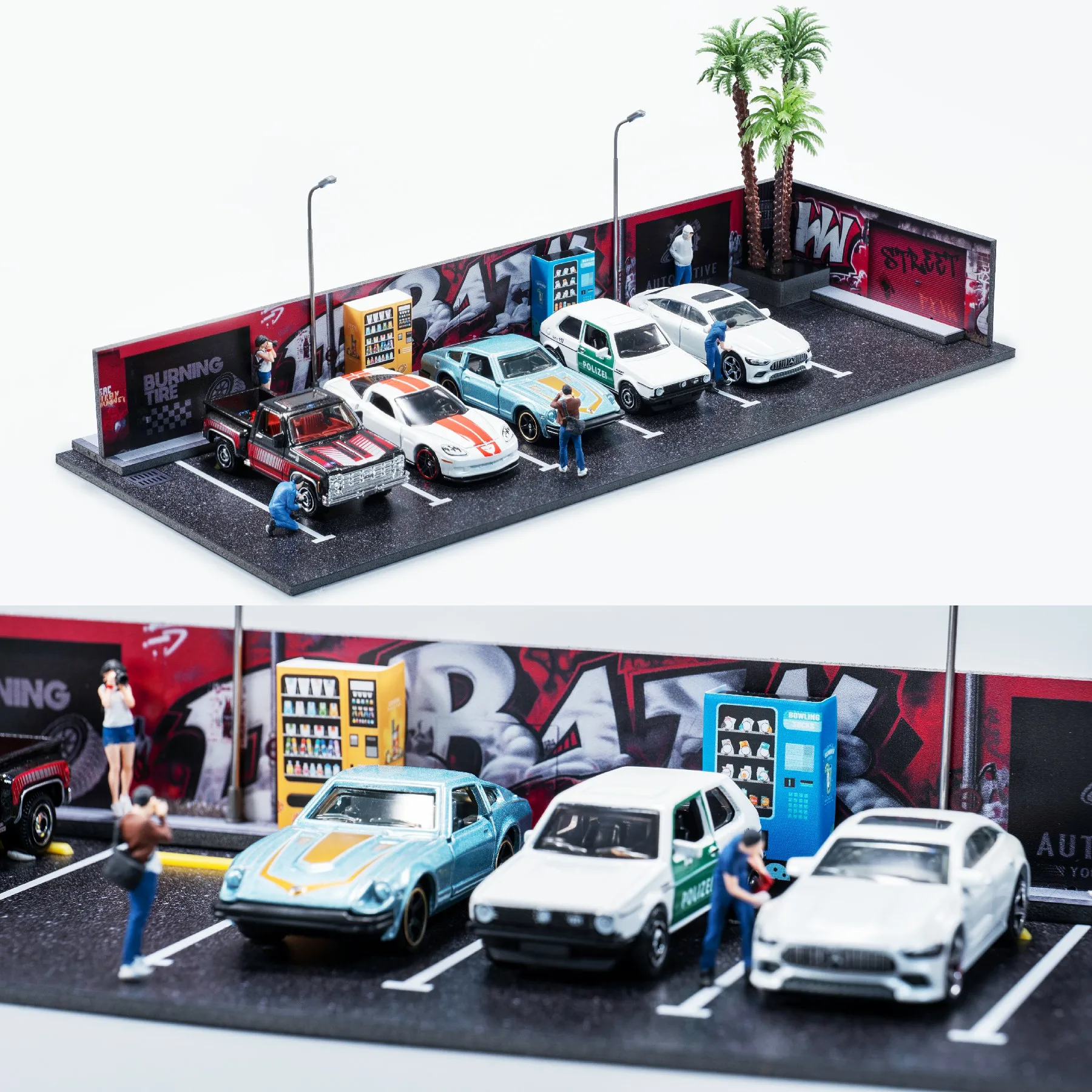 

1/64 car repair shop scene assembled simulation car model garage with LED lighting ornaments