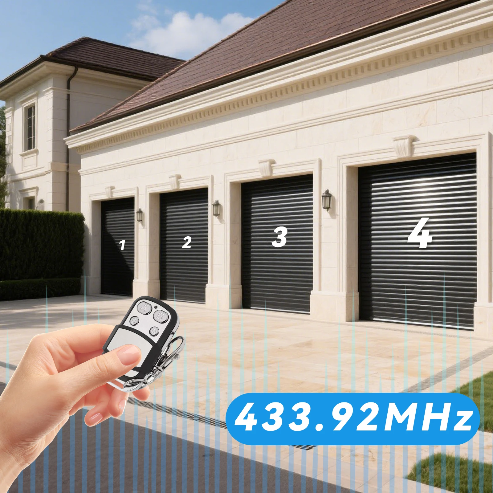 รีโมทคอนโทรล 433.92 เมกะเฮิรตซ์คัดลอกรีโมทคอนโทรลเครื่องทำสำเนาคีย์ความไวแสงสูงสำหรับรถบ้านโรงรถประตูอุปกรณ์เสริม