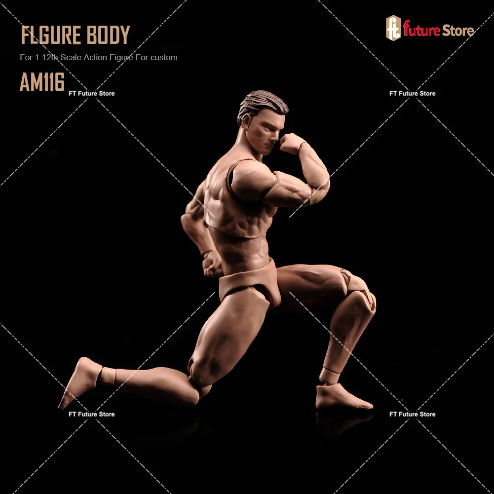 ANT AM116 1/12 Male Super Flexible Joint Body with Head 6inch Soldier Muscular Action Figure Body Dolls