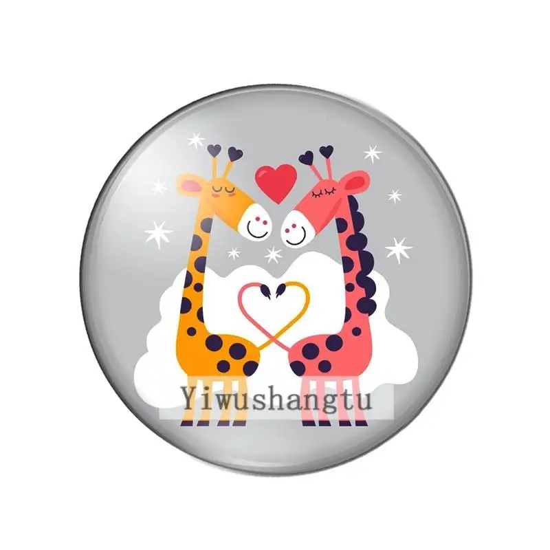 Cartoon animal sweet love pattern cat bee frog 12mm/20mm/25mm/30mm Round photo glass cabochon demo flat back Making findings