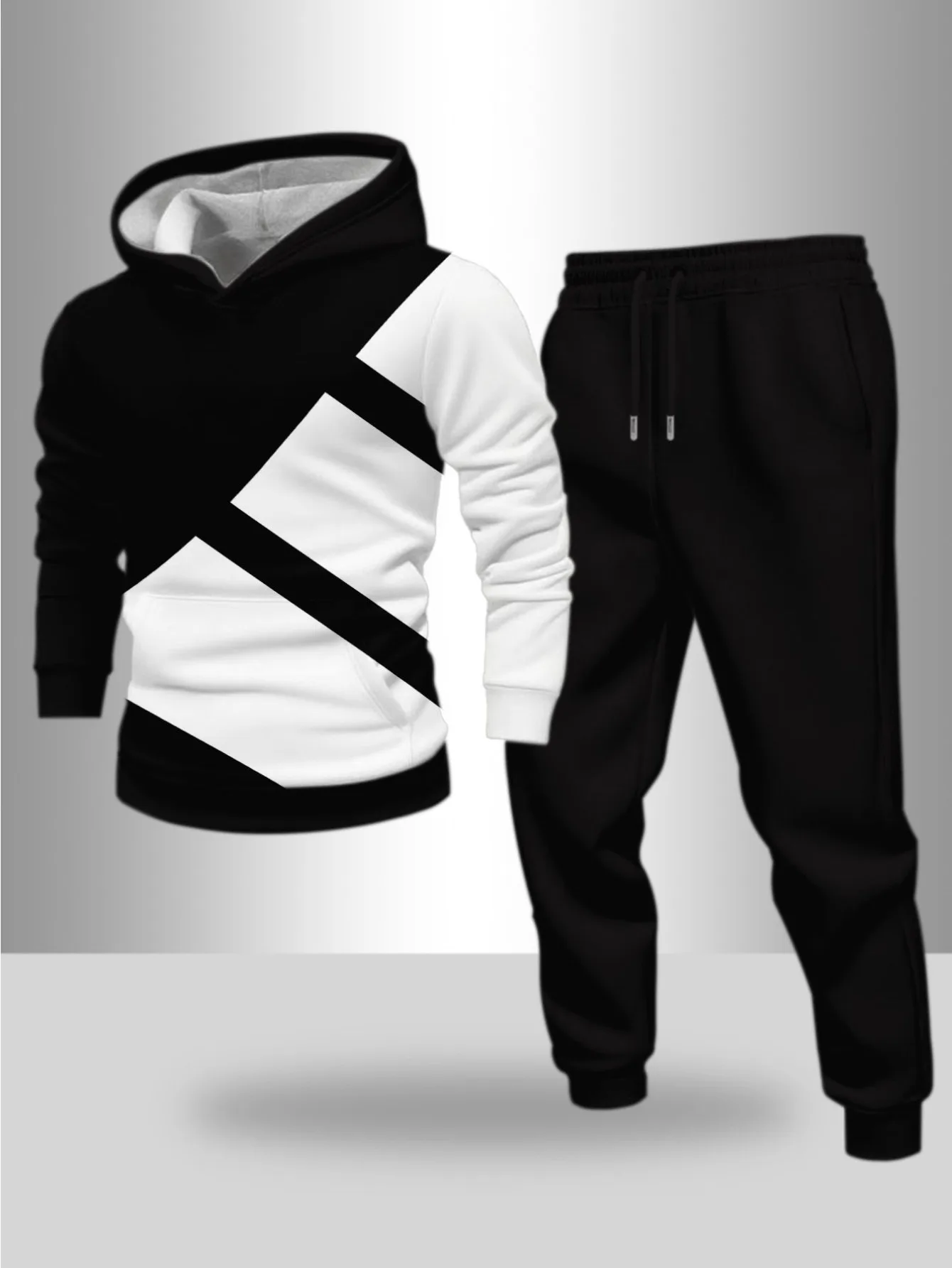 European and American Men's Digital Printing Hooded Sports Suit - High-Quality Skin-Friendly Sweatshirt Fabric