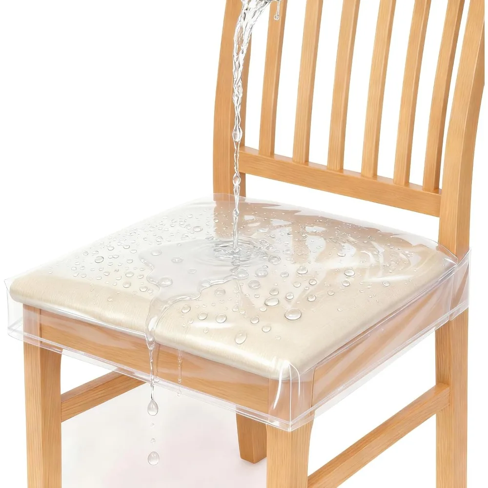 

Waterproof PVC Dining Chair Covers - 6 Pack, Stain, Water, and Scratch Resistant Clear Slipcovers for Chairs