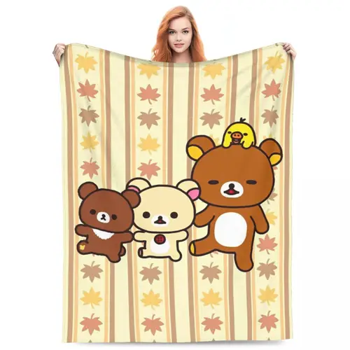 Rilakkuma Korilakkuma 귀여운 담요 품질 슈퍼 소프트 던지기 담요, 겨울 여행 홈 장식, 거리 트렌드 침대보 