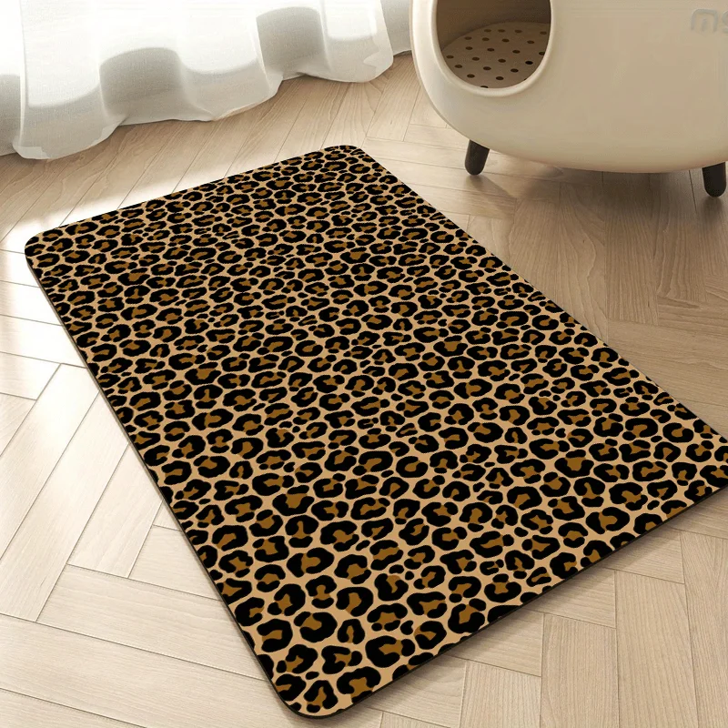 VIKAMA Retro Leopard Print Anti-Slip Pet Placemats, Cat And Dog Feeding MATS, Pet Tableware Accessories
