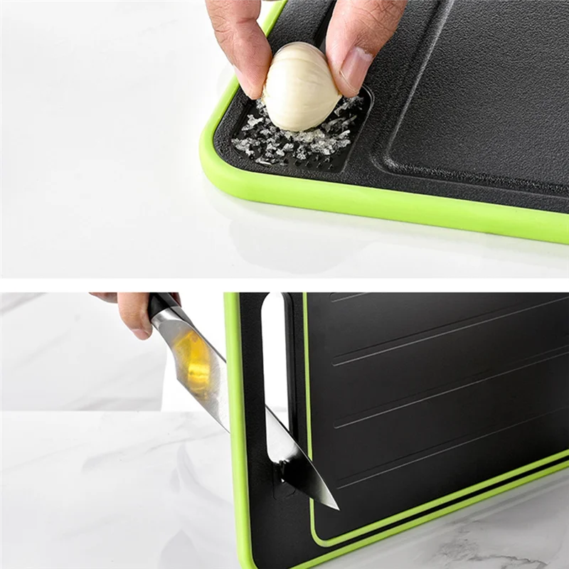 ABGH-Chopping Board With Defrosting Function - Twin Pack - 3X Faster -With Integrated Knife Sharpener And Spice Grater