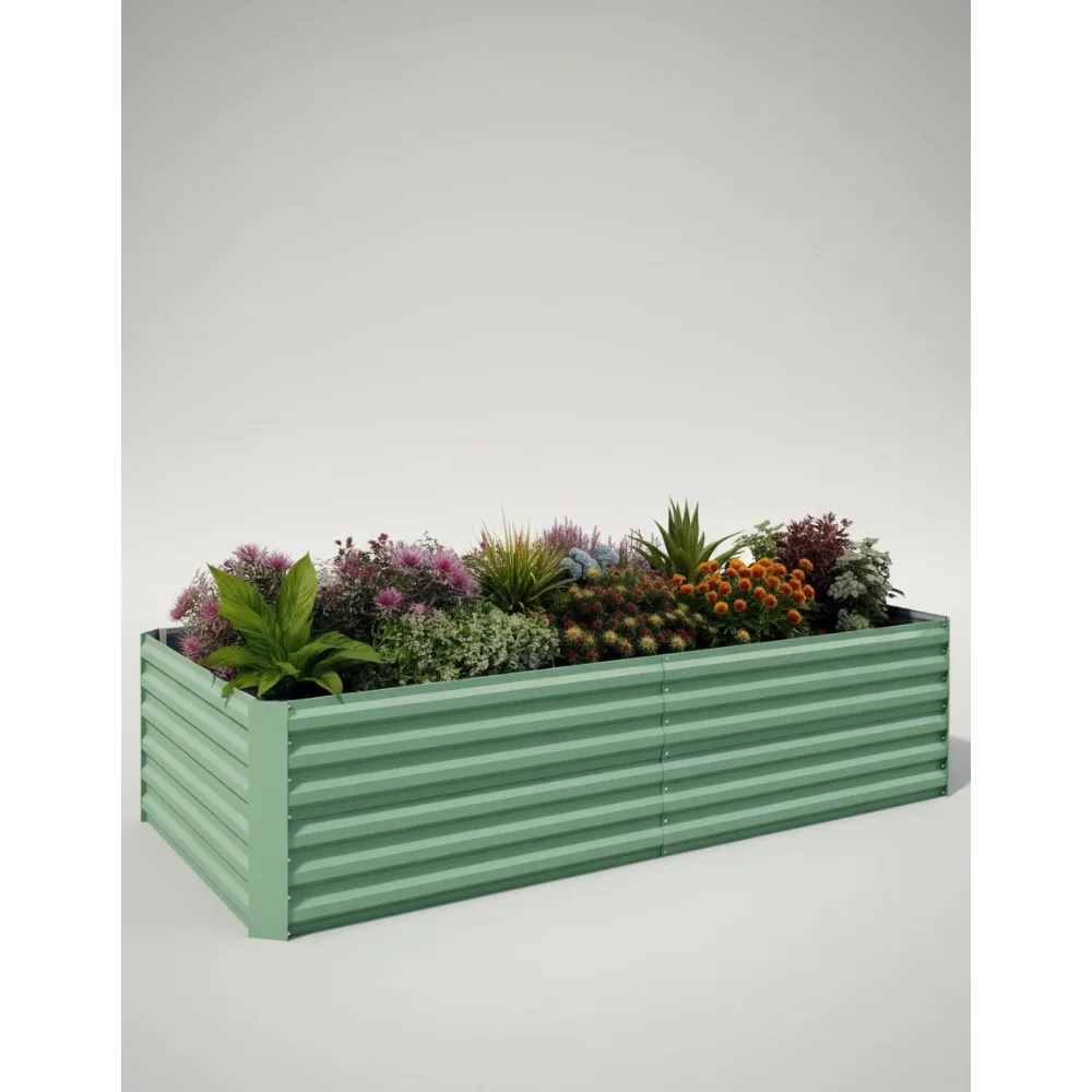 

8x4x2 ft Galvanized Raised Garden Bed, Deep Root Planter Box for Vegetables Flowers Herbs Outdoor Gardening