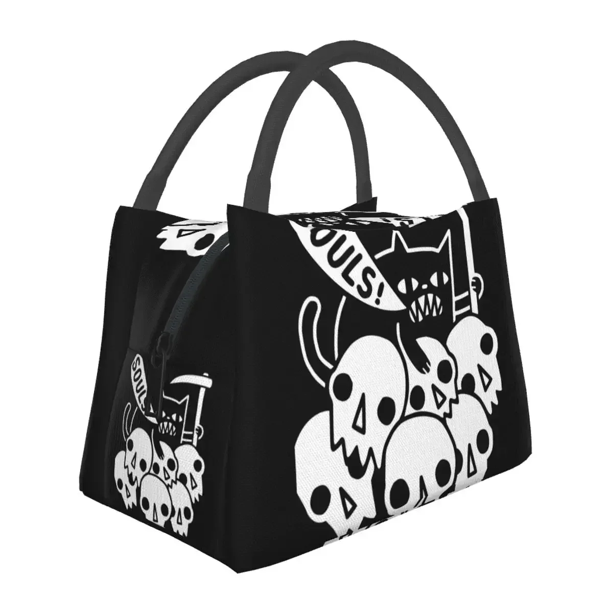 

Cat Got Your Soul Lunch Bag Skeletons Fun Lunch Box Picnic Portable Insulated Cooler Bag Waterproof Print Thermal Tote Handbags