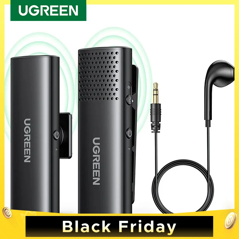 UGREEN Wireless Microphone Lavalier Omni Condenser Mic Noise Reduction Bluetooth Mic for Camera Video Recording Live Stream Vlog