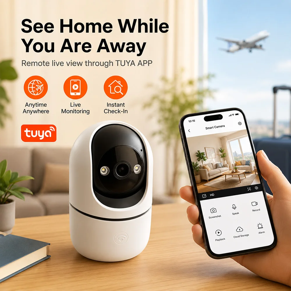 

Home PTZ WiFi 2MP Camera Tuya Indoor Cam Easy Installation Two Way Audio Night Vision Remote View Cameras Security Surveillance