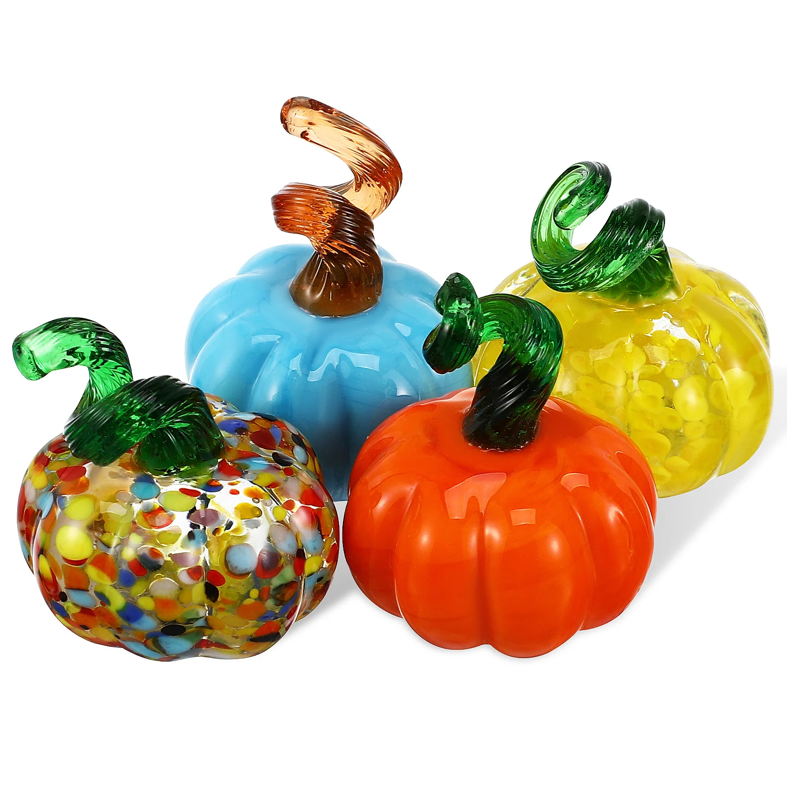 

4Pcs Mini Glass Pumpkins Exquisite Craftsmanship Colorful Decorative Ornaments Fall Autumn Table Decor Pumpkin Decors