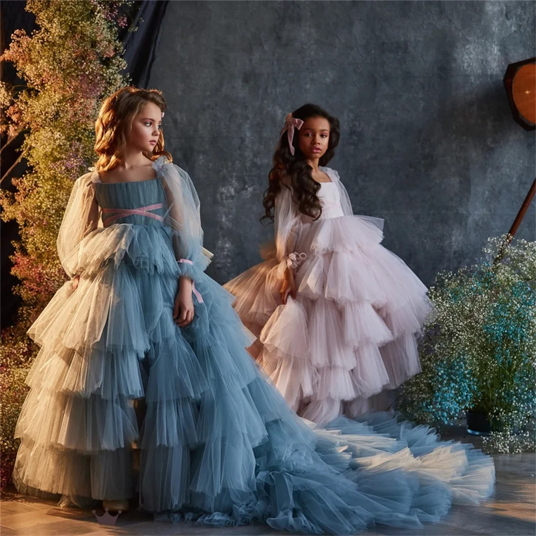 Communiejurken Prachtige bloemenmeisjesjurk Avondjurken Ruches Fotoshoot Kleine kinderen Verjaardagscadeau Feestjurken Eerste