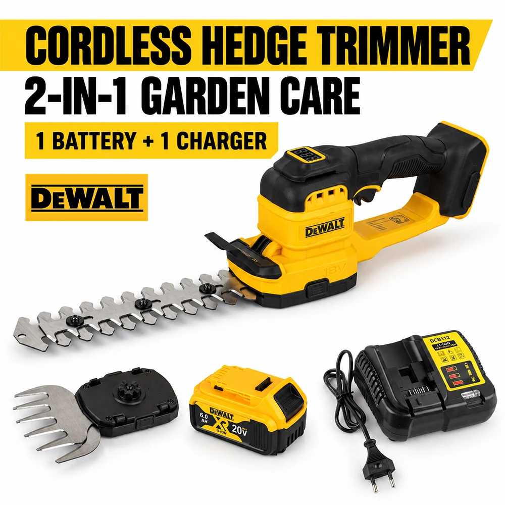 DEWALT DCMHT520N Cordless Hedge Trimmer 18V, 2-in-1 Garden Care Tool with Interchangeable Blades, Bare Tool Only