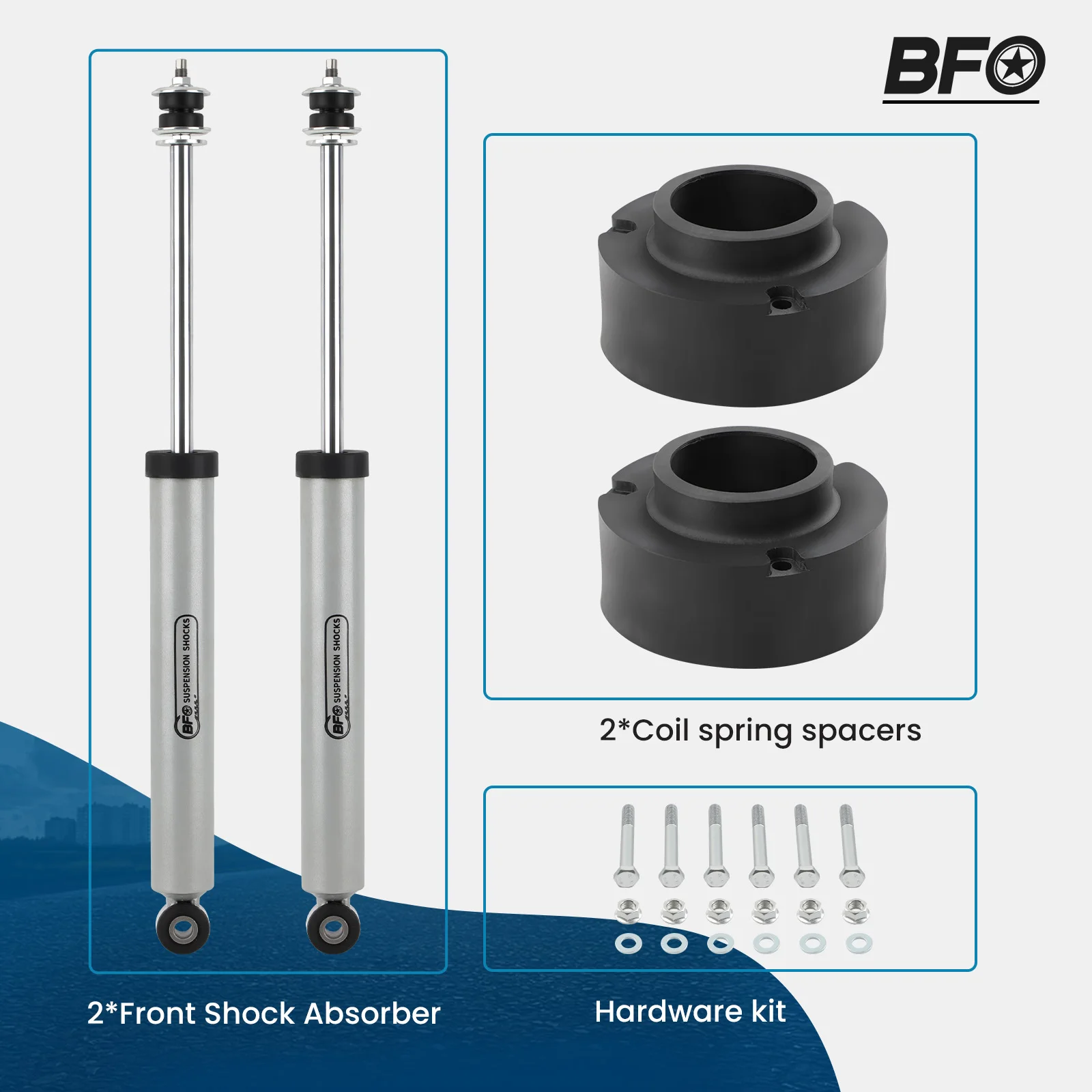 2,5-Zoll-Aufhängungs-Hebeset, Spulenabstandshalter + Stoßdämpfer für Dodge Ram 1500 4WD 1994–2001