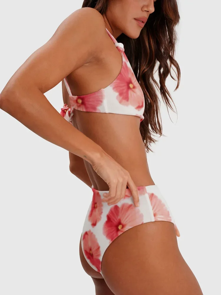 ストライプビキニセット女性のためのツーピースセットハイウエスト水着プリントビキニセクシーな水着ストリングビーチウェア