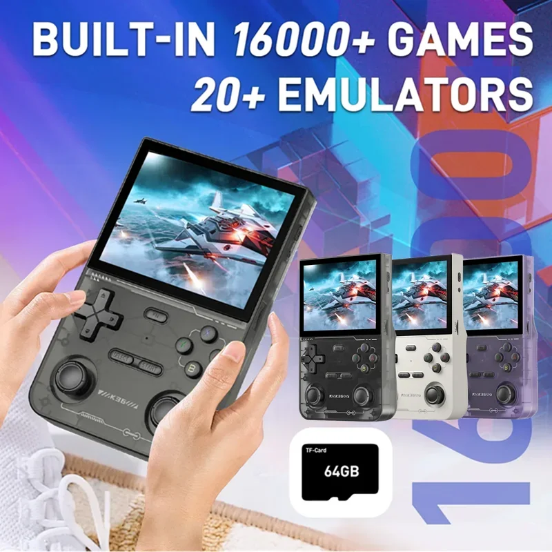 

K36 Retro Handheld Video Game Console Built in 16000+ Games Emulator 3.5 Inch IPS Screen Video Player 64GB for PS1/PSP/DC/N64/SS