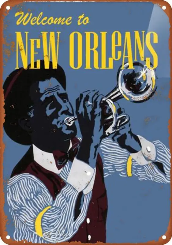 Travel New Orleans Poster Art Metal Tin Sign Aluminium Sign 8X12 Inch Wall Decor Gifts For Home,Street,Bars,Restaurants,Cafes,St