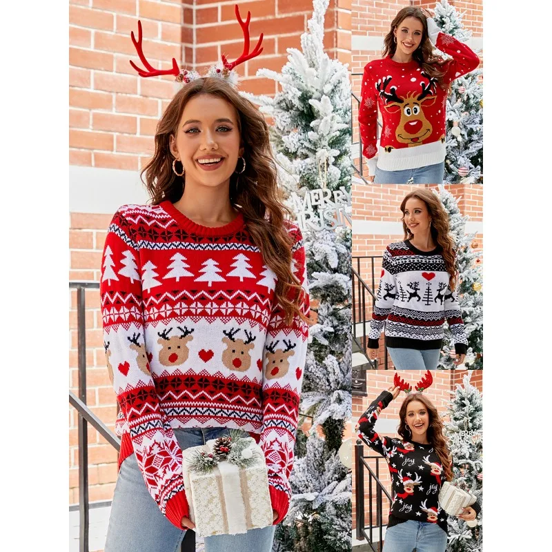 

Women Ugly Christmas Sweaters Cosplay Embellished Winter Holiday Pullovers Casual Top for New Year Party Outfits Gifts