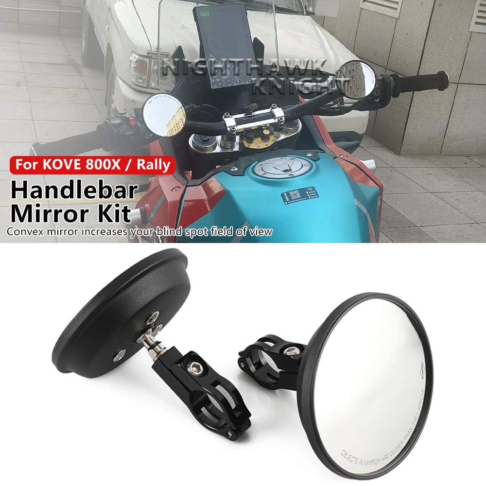 Motorrad Lenker Rückspiegel Für KOVE 800X800X Rally 2023 2024 7/8 "22 MM Schwarz Toter Winkel weitwinkel Konvexen Seite Spiegel