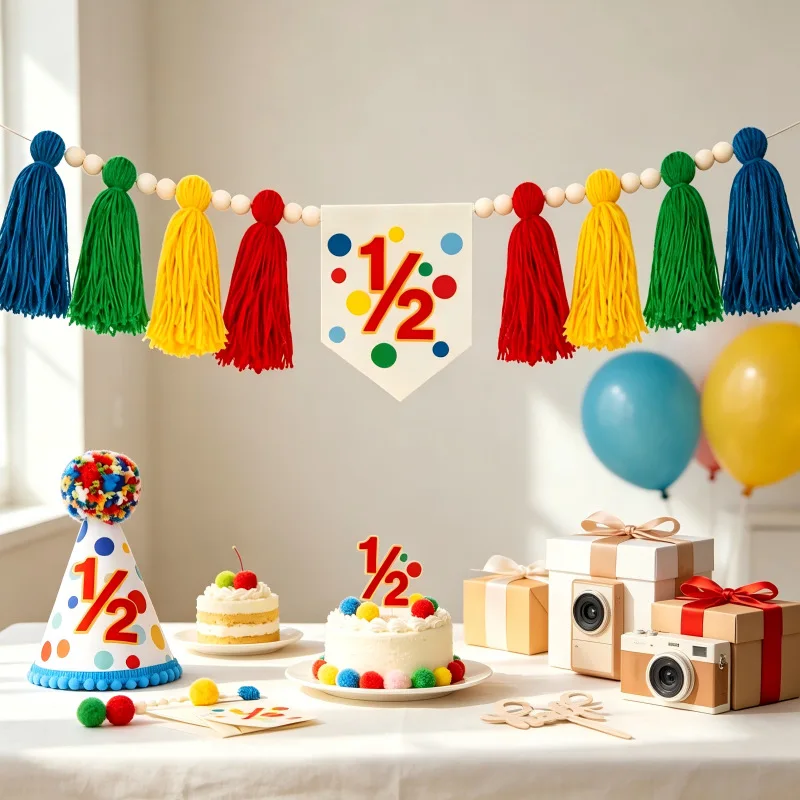 1/2 Rainbow Birthday High Chair Banner for Girl, Half Birthday Decoration Baby Boy 6 Month Party Supply Birthday Gift view 2