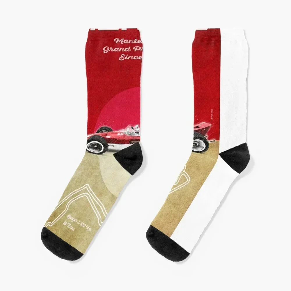 

Monaco Racetrack Vintage Socks warm winter shoes compression colored Socks Man Women's