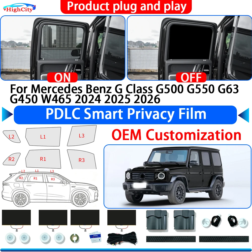 For Mercedes Benz G Class G500 G550 G63 G450 W465 2024 OEM Switchable Electric Smart Privacy Film Polymer Dispersed Film Window
