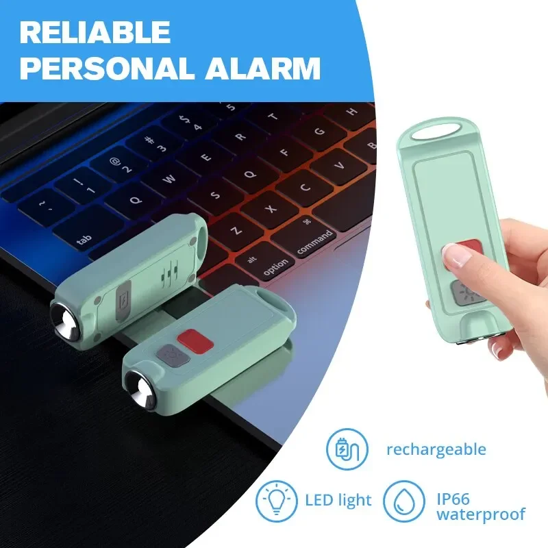 Rechargeable Keychain Alarm for Women Self Defense - 130 DB Loud Waterproof SOS Emergency Safety Alert Device with LED Light