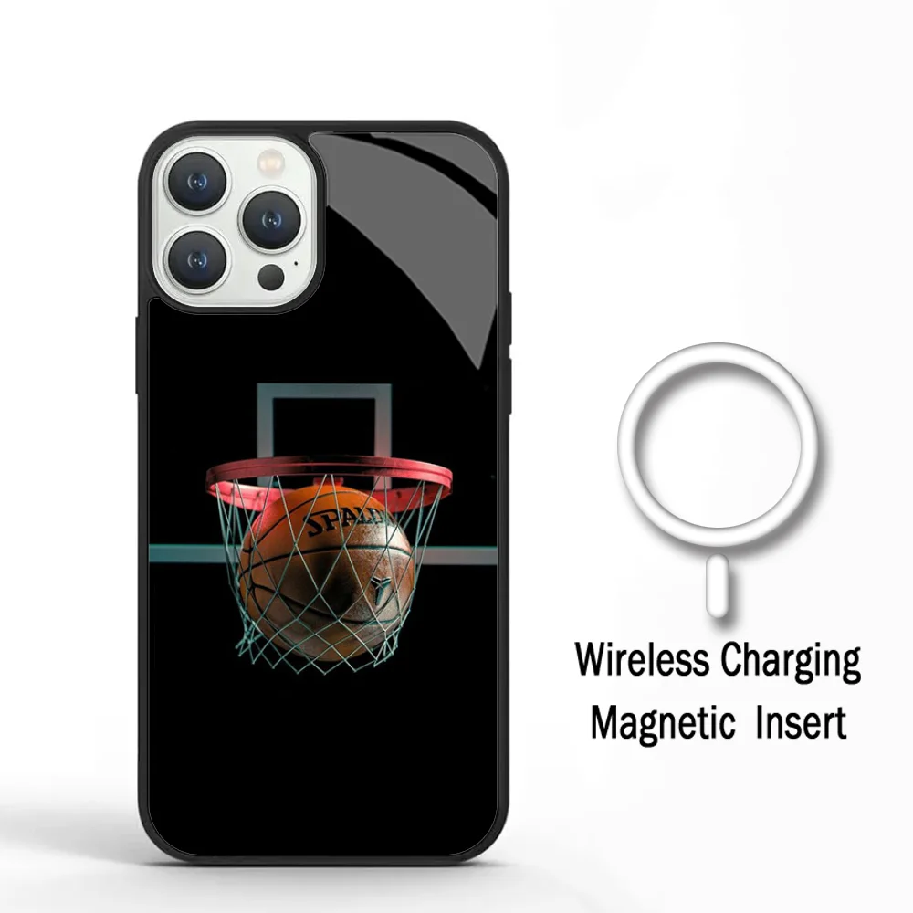 

Basketball Basket Sports Phone Case For IPhone 11 12 13 14 15 Plus Pro Max Mirror Acrylic Cover For Magsafe Wireless Charging