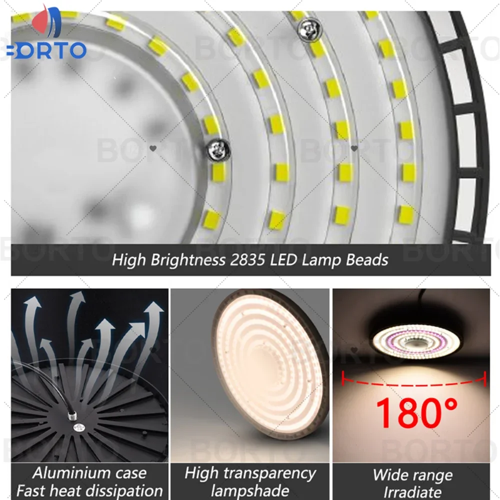 1/2/3/4 шт. светодиодный светильник 100 Вт 150 Вт 200 Вт НЛО High Bay Light AC220V алюминиевый корпус 6500K холодный белый IP65 водонепроницаемая лампа освещения