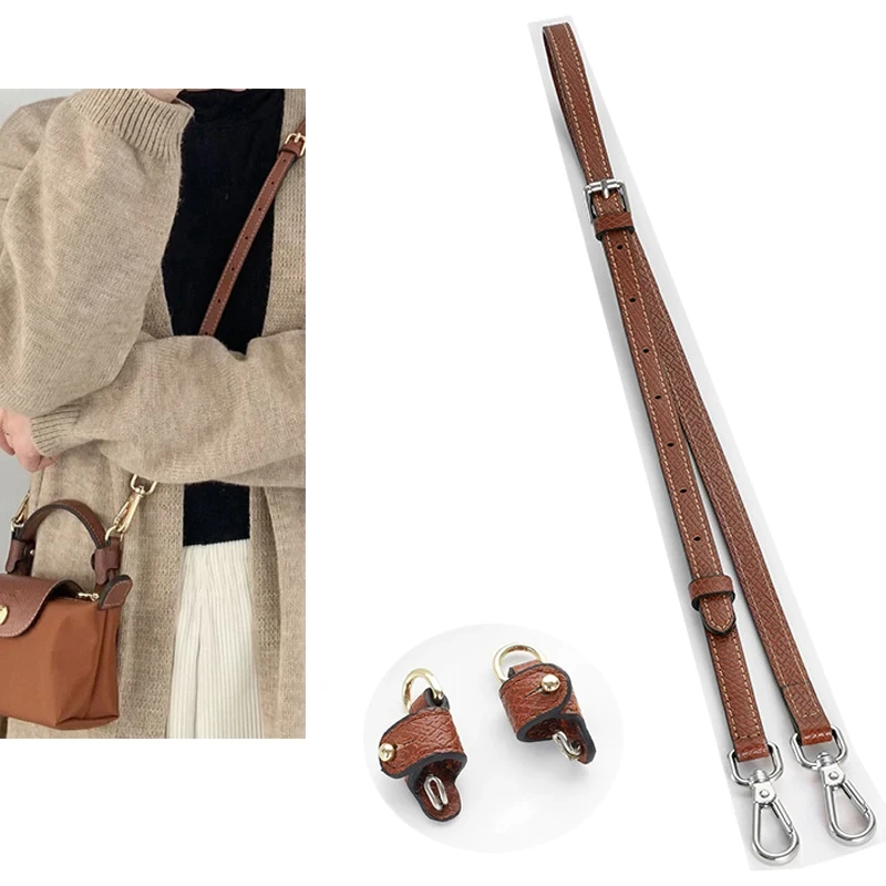 

custom Leather Adjustable Shoulder Strap Bag Strap Belt for Mini Longchamp Bag Punching Dumpling Crossbody Bag Handbag Accessory