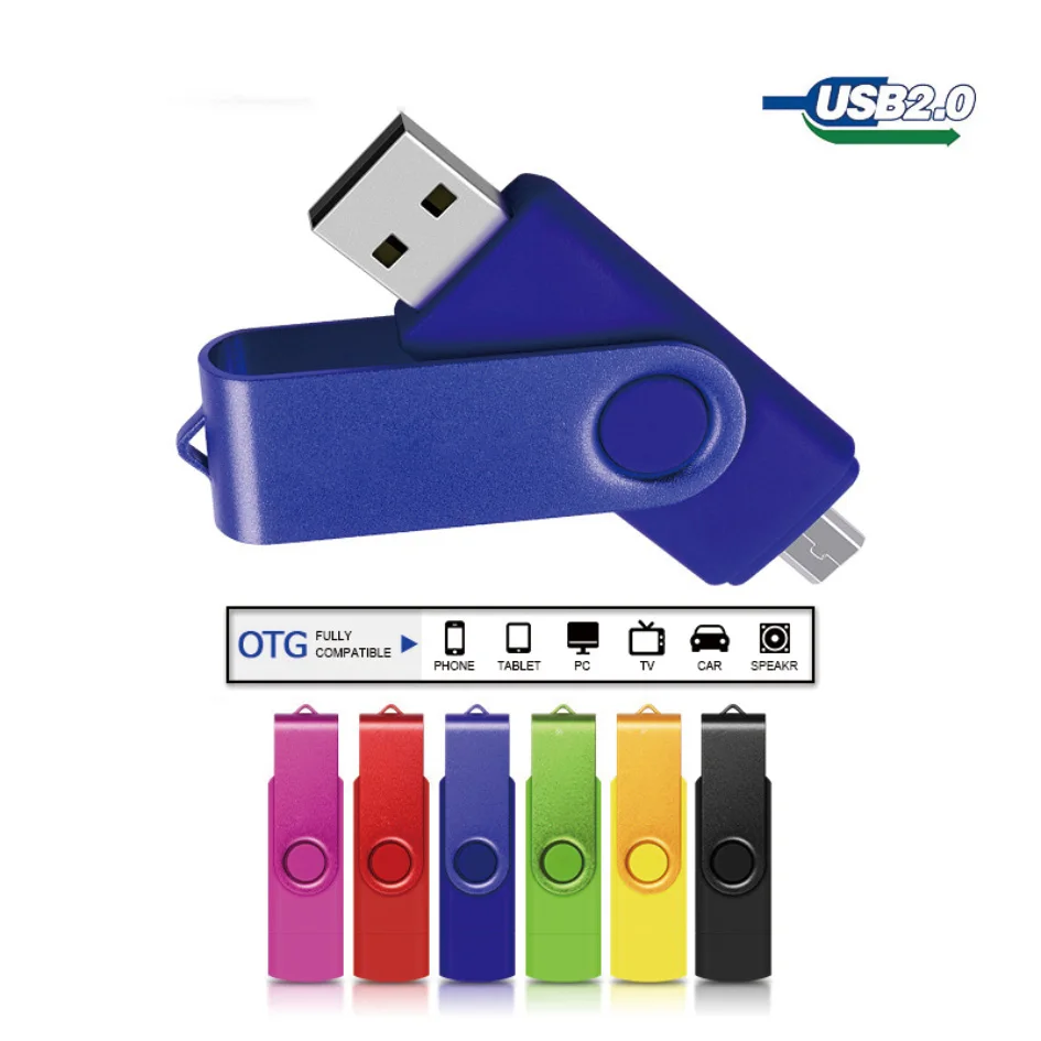OTG USB Flash Drive 64GB Black, USB 2.0 Memory Stick for Smartphone Tablet PC, Plug and Play, Portable Mobile Hard Disk, Small G