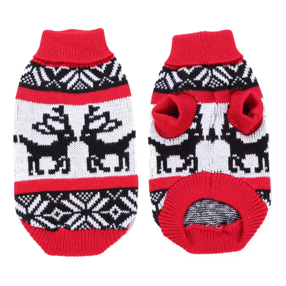 

Pet Christmas Sweater Knitted Turtleneck Dog Winter Wear Soft Stretchable Fabric Cute Deer Pattern Perfect for Photos and